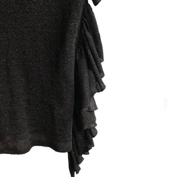 MM6 Maison Margiela black sheer side ruffle top